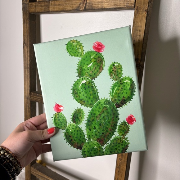 Pier 1 Cactus Canvas Art with Pink Accents - Picture 1 of 2